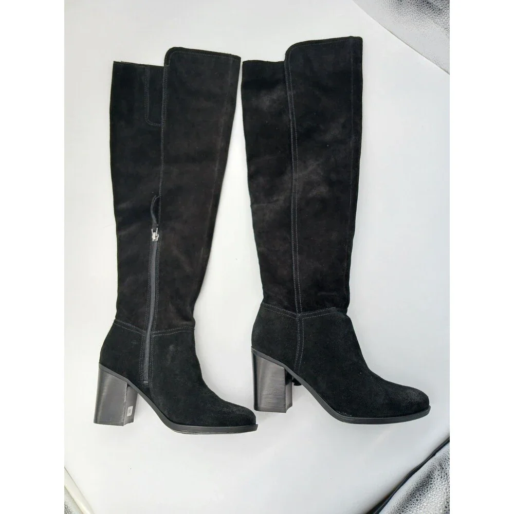 Naturalizer Kyrie Over The Knee Suede Boots Womens Size 6M Black Block Heel